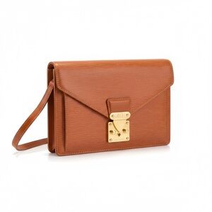 LOUIS VUITTON Dragonne Epi Leather Brown Clutch